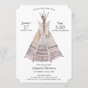 Invitación Boho Aztec Teepee Primer Cumpleaños
