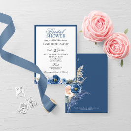 Invitación Boho azul pastel crema floral Bridal Ducha