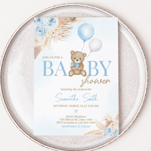 Invitación Boho azul que podemos esperar Baby Shower