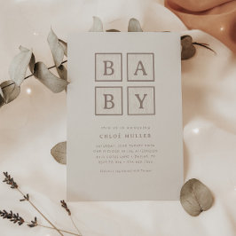 Invitación Boho Baby Bloquea Una Simple Ducha Moderna |