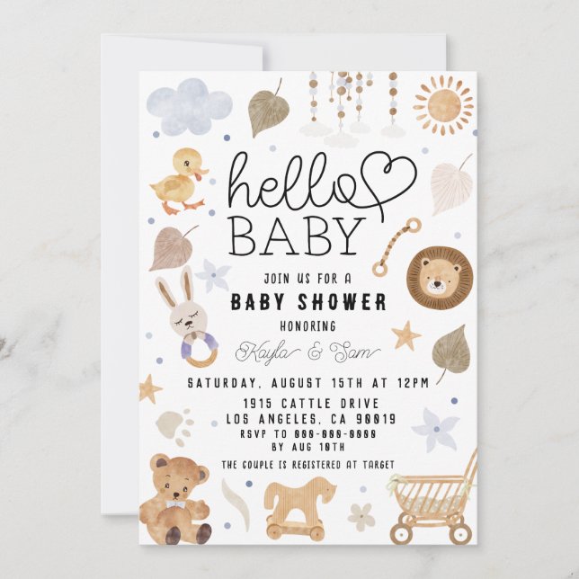 Invitación Boho Baby Boy Nursery Shower (Anverso)