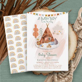 Invitación Boho Baby Boy Teepee and Toyys Baby Sprinkle