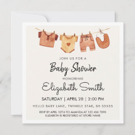 Invitación Boho Baby Clothes Baby Shower