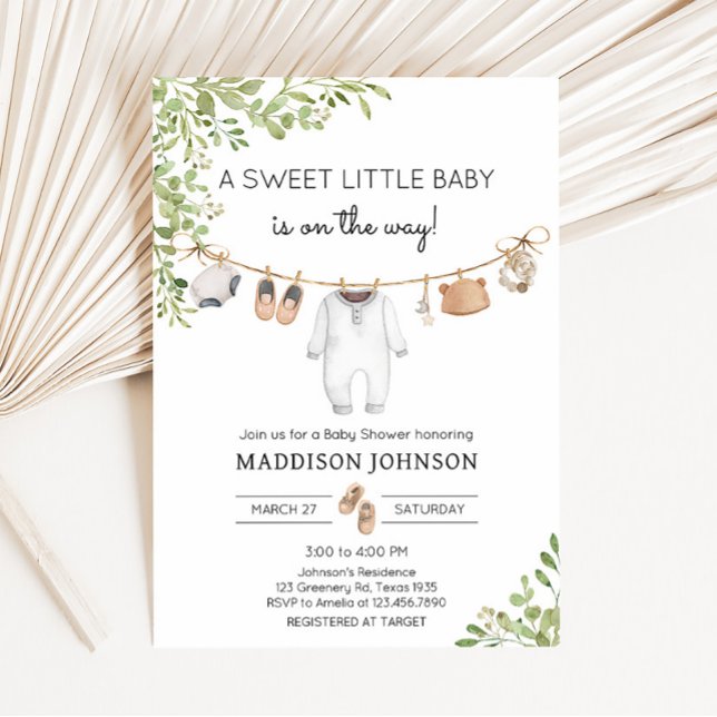 Invitación Boho Baby Clothes Baby Shower (A Sweet Little Baby Boho Baby Shower Invitation)
