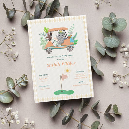 Invitación Boho Baby Elephant y Monkey Golf Baby Shower