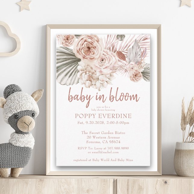 Invitación Boho Baby En Bloom Pampas Chica De Grasa Baby Show (Subido por el creador)