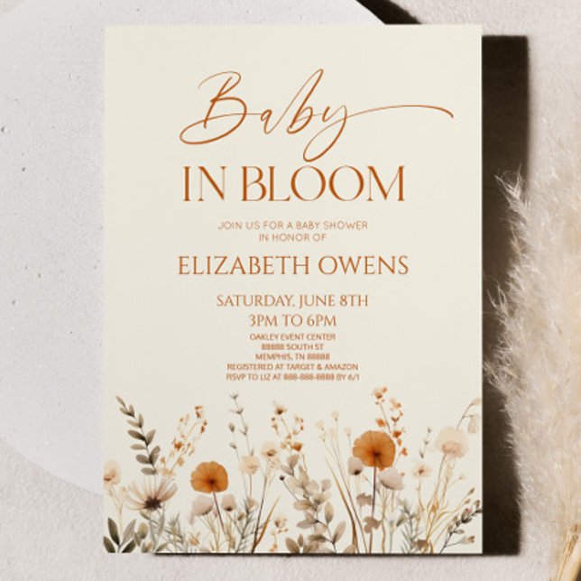 Invitación Boho Baby En Bloom Wildflower Baby Shower (Subido por el creador)