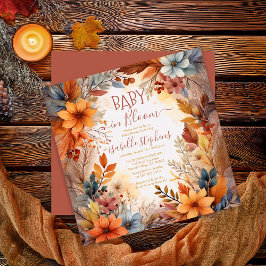 Invitación Boho Baby in Bloom Fall Floral Frame Baby Shower
