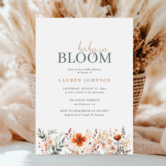 Invitación Boho Baby In Bloom Fresdflower Baby Shower (Subido por el creador)