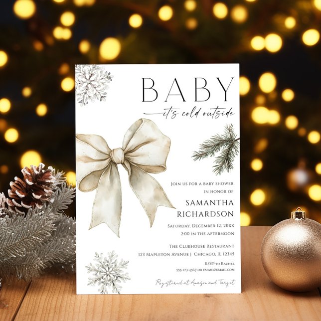 Invitación Boho Baby it's cold outside coquette bow shower (Subido por el creador)