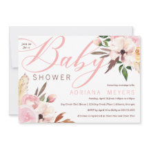 Boho Baby Shower, acuarela floral