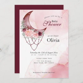 Invitación Boho Baby Shower Crescent Moon Mandala