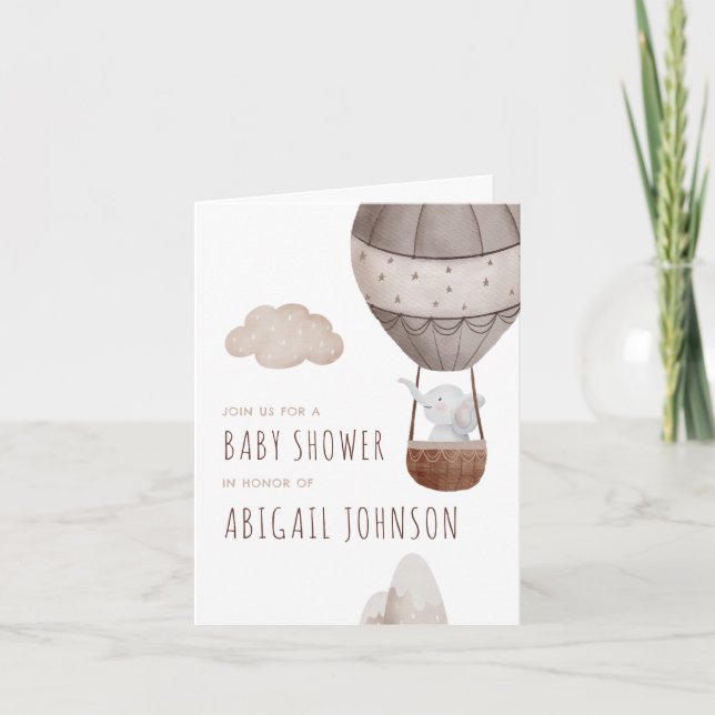 Invitación Boho Baby Shower de globos aerostáticos (Anverso)