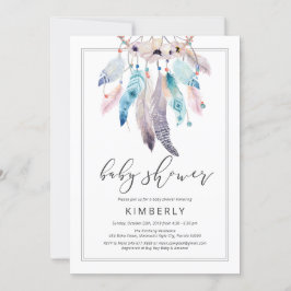 Invitación Boho Baby Shower Dreamcatcher Floral Tribal