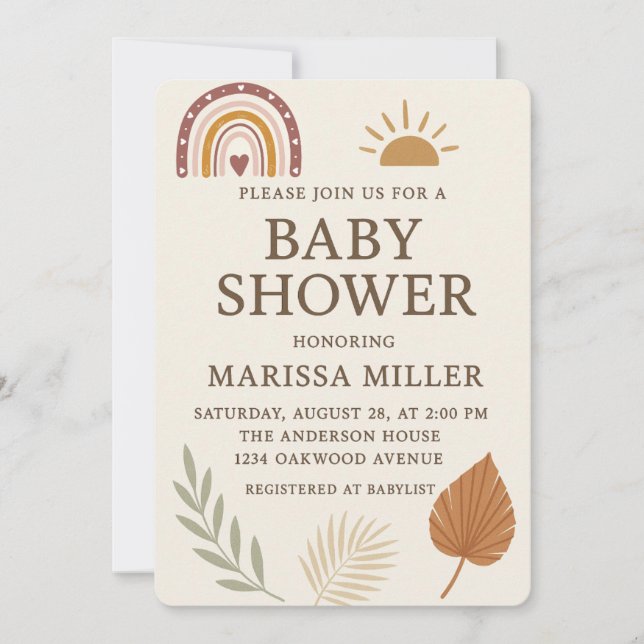 Invitación Boho Baby Shower Invitation (Anverso)