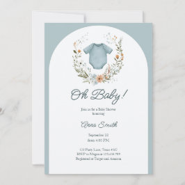 Invitación Boho Baby Shower Oh Baby Boy Garland Rustic