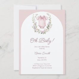 Invitación Boho Baby Shower Oh Baby Girl Garland Rustic