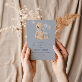 Invitación Boho baby teddy bear Baby Shower