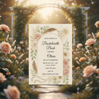 Invitación Boho Bachelorette Bash Invitation | Neutral Floral