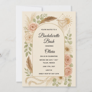 Invitación Boho Bachelorette Bash Invitation | Neutral Floral