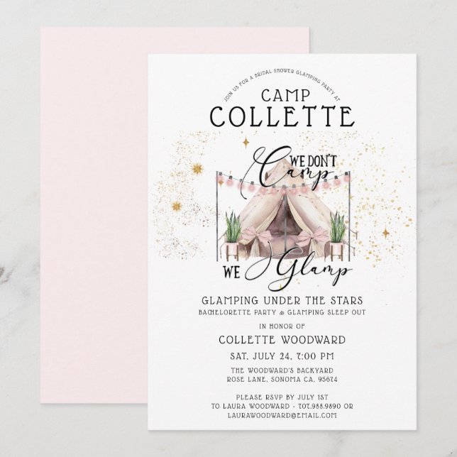 Invitación Boho Bachelorette Glamping Fiesta Bajo Las Estrell (Anverso / Reverso)