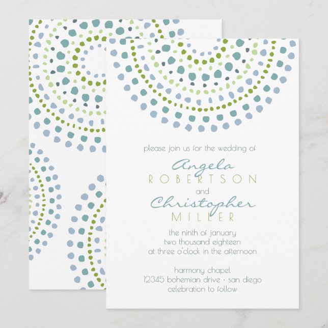 Invitación Boho Bali Green Jewels Boda (Anverso / Reverso)