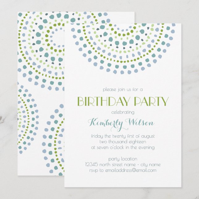 Invitación Boho Bali Green Jewels Cumpleaños (Anverso / Reverso)