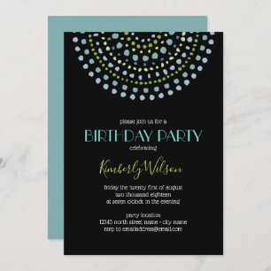 Invitación Boho Bali Turquoise Black Birday 2