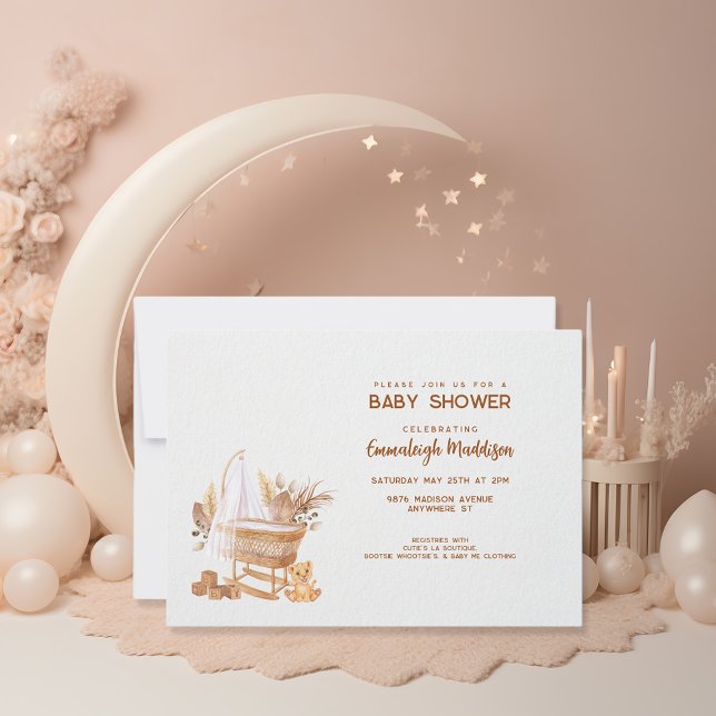 Invitación Boho Bassinet Nursery Baby Shower (Subido por el creador)