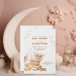 Invitación Boho Bassinet Nursery Baby Shower