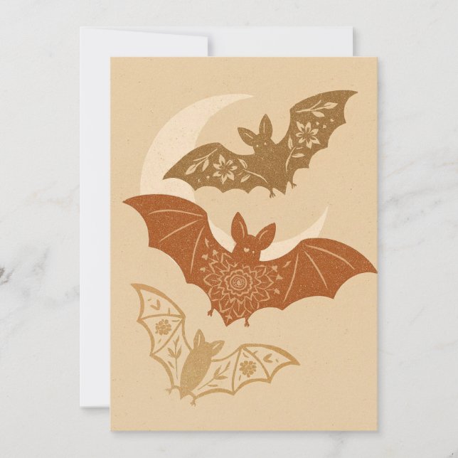 Invitación Boho Bats Halloween (Anverso)