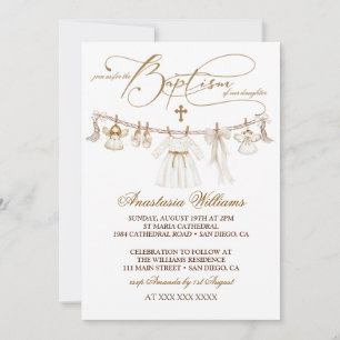 Invitación boho bautizo niña