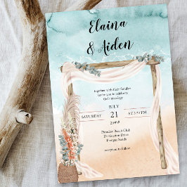 Invitación Boho Beach Arbor Watercolor Ocean Boda Invitati