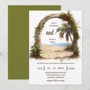 Invitación Boho Beach Boho Tropical de la Arboleda de la Palm
