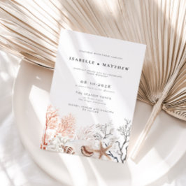 Invitación Boho Beach Coral Reef Boda