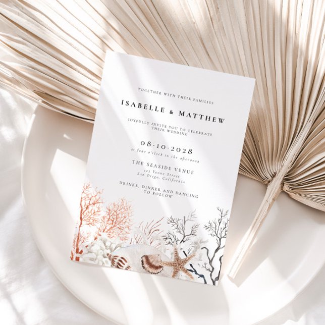 Invitación Boho Beach Coral Reef Boda (Subido por el creador)
