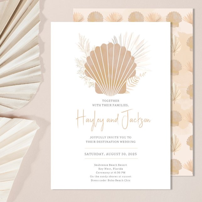 Invitación Boho Beach Shell Ocean Boda (Subido por el creador)