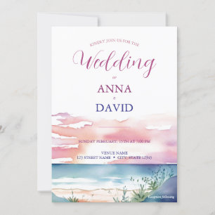 Invitación Boho Beach Sunrise Watercolor de agua de destino B