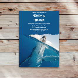Invitación Boho Beach Wedding de la Marina en el océano azul 