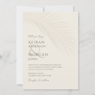 Invitación Boho Beach Wedding de Palm Leaf Tropical Mínimo