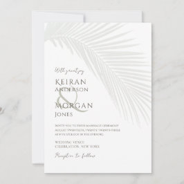 Invitación Boho Beach Wedding de Palm Leaf Tropical Mínimo