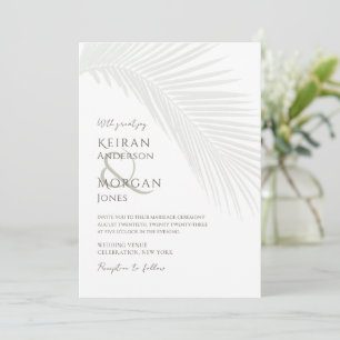 Invitación Boho Beach Wedding de Palm Leaf Tropical Mínimo