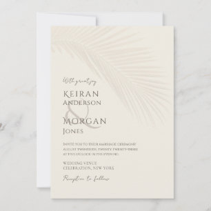Invitación Boho Beach Wedding de Palm Leaf Tropical Mínimo
