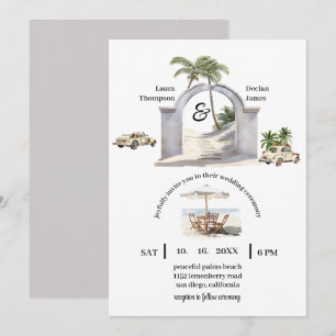Invitación Boho Beach Wedding de palmeras costeras de época