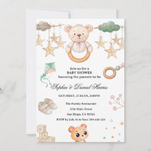 Invitación Boho Bear Baby Shower