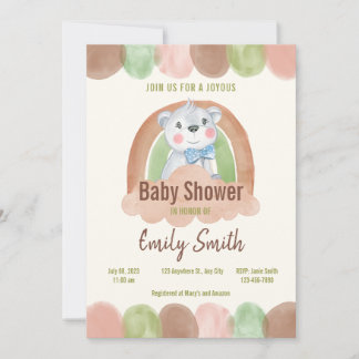 Invitación Boho Bear en la Nube Baby Shower