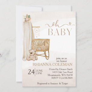 Invitación boho Bear pampas césped ducha de bebé florida