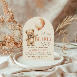 Invitación Boho Bearly Wait Gender Neutral Bear Baby Shower