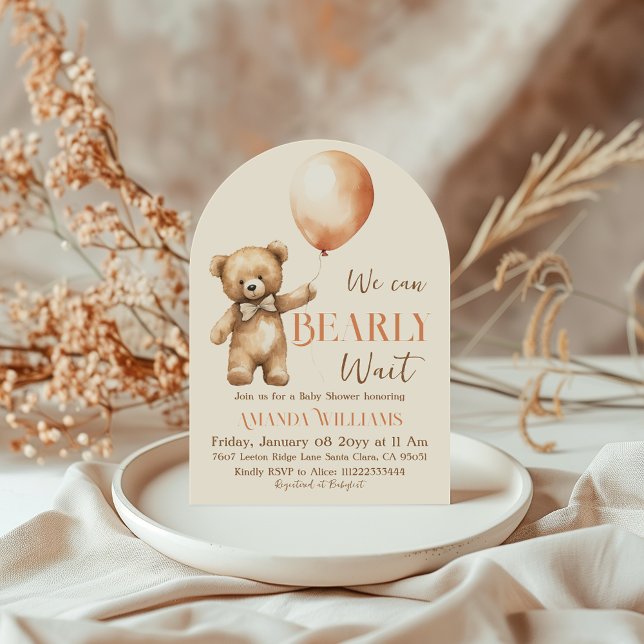 Invitación Boho Bearly Wait Gender Neutral Bear Baby Shower (Subido por el creador)