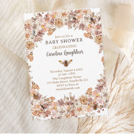 Invitación Boho Bee Watercolor Wildflower Baby Shower